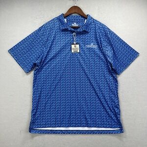 Elliott Collection Polo Shirt Mens Large Blue Geometric Performance Golf‎ Logo
